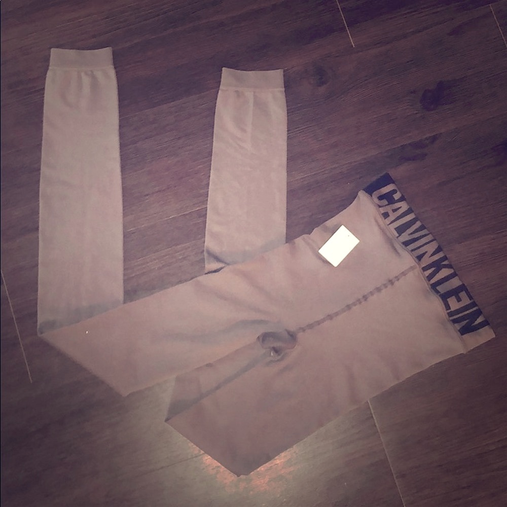 Calvin Klein Soft Gray Sheer Style Leggings, NWT